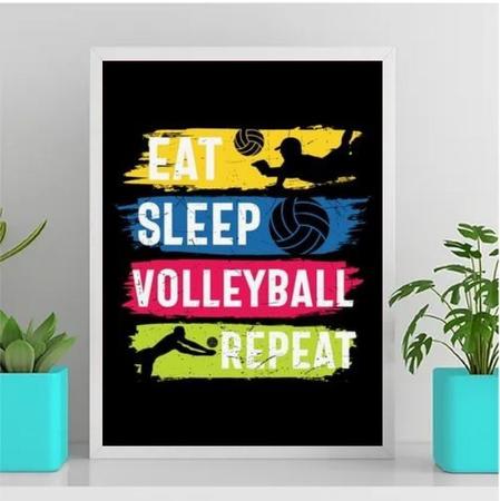 Imagem de Quadro Volleyball Eat Sleep Repeat 24x18cm - com vidro