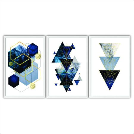Imagem de Quadros de Parede com Moldura Geométrico Azul Forma Abstrata