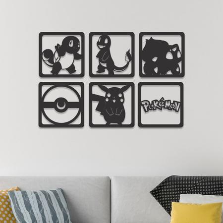 Quadros Decorativo Vazado Kit Pokémon 3mm MDF Preto Fosco - Dv artes -  Quadro Decorativo - Magazine Luiza