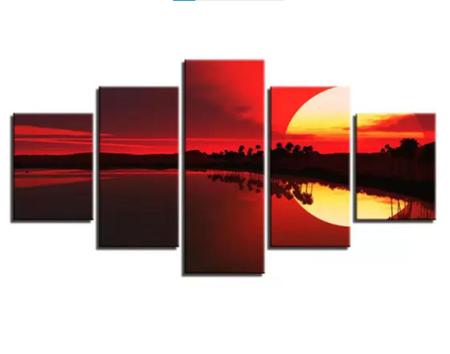 Imagem de quadros decorativos 4 k sol ceu vermelho paisagem por do sol "