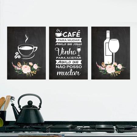 Imagem de Quadros Decorativos Cozinha Café e Vinho Copa Sala Àrea Gourmet PMG