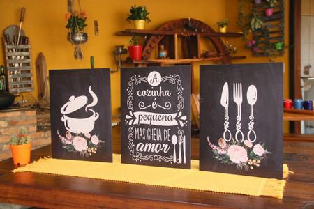 Imagem de Quadros Decorativos Cozinha Panela e Talher Copa Sala Àrea Gourmet PMG