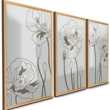 Quadros Decorativos Desenho Cactos Desenhos á Mão Bege Quarto