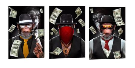 Imagem de Quadros Decorativos Gangster Monkeys (3 Unidades 29x41cm)