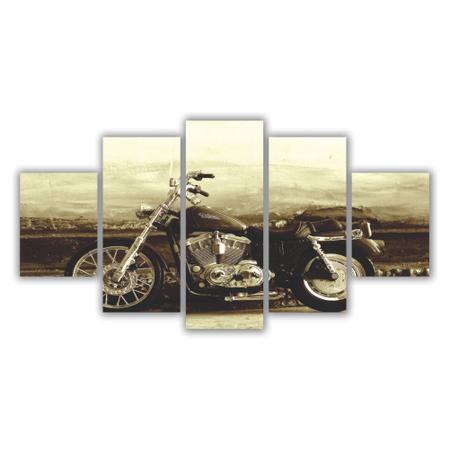 Imagem de Quadros Decorativos MDF Moto Retro em Sépia