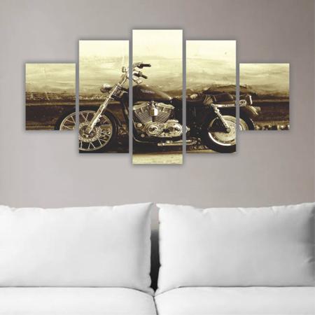 Imagem de Quadros Decorativos MDF Moto Retro em Sépia