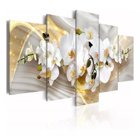 quadros decorativos para sala orquideas brancas com efeito dourados brilhantes - KyMe Imagem de quadros decorativos para sala orquideas brancas com efeito dourados brilhantes