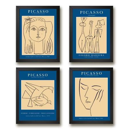 Imagem de Quadros Decorativos Picasso 45x34cm c/ Vidro e Moldura Preta