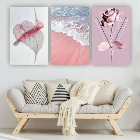 Imagem de Quadros Decorativos quarto Floral Praia Rosa 80x60