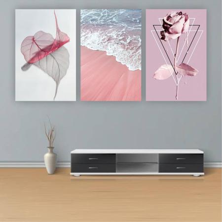 Imagem de Quadros Decorativos quarto Floral Praia Rosa 80x60