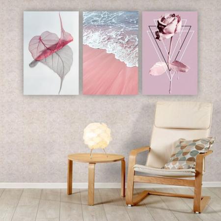 Imagem de Quadros Decorativos quarto Floral Praia Rosa 80x60