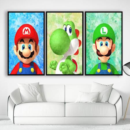 Quadro Decorativo Jogo Super Mario Yoshi 3 Peças M2 - Quadro Decorativo -  Magazine Luiza