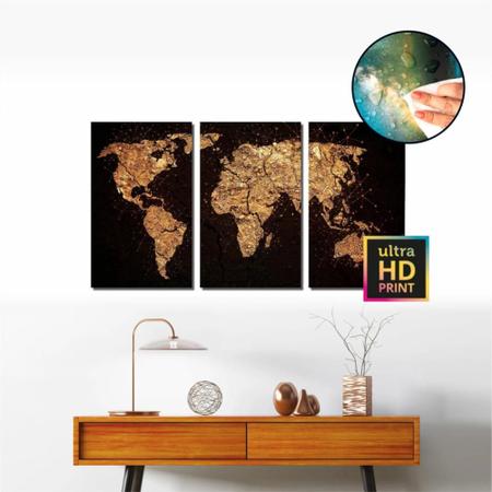 Imagem de Quadros decorativos sala quarto Mapa Mundi Terra