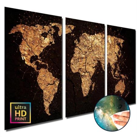 Imagem de Quadros decorativos sala quarto Mapa Mundi Terra