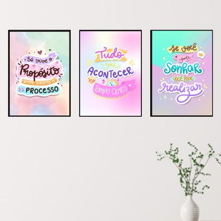 Quadros Salão Beleza Diva Motivação Frases 3 Peças 20x28cm