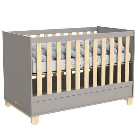 Quarto de Bebê 4 Portas Cômoda com Porta Rope Natural Cinza e Colchão - Matic - Matic Moveis Imagem de Quarto de Bebê 4 Portas Cômoda com Porta Rope Natural Cinza e Colchão - Matic
