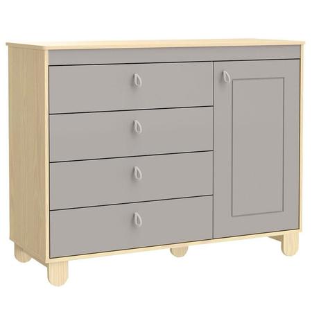 Quarto de Bebê 4 Portas Cômoda com Porta Rope Natural Cinza e Colchão - Matic - Matic Moveis Imagem de Quarto de Bebê 4 Portas Cômoda com Porta Rope Natural Cinza e Colchão - Matic