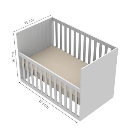 Imagem de Quarto de Bebê Ariel I Berço Guarda-Roupa Cômoda Colchão Baby D18 (10x70x130) Branco Infantil