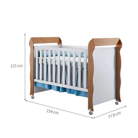 Imagem de Quarto de Bebê Ariel II Berço Guarda-Roupa Cômoda Branco Colchão Baby D18 (10x70x130) Branco e Marrom Infantil