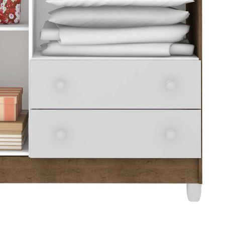 Imagem de Quarto de Bebê Ariel II Berço Guarda-Roupa Cômoda Branco e Marrom Infantil