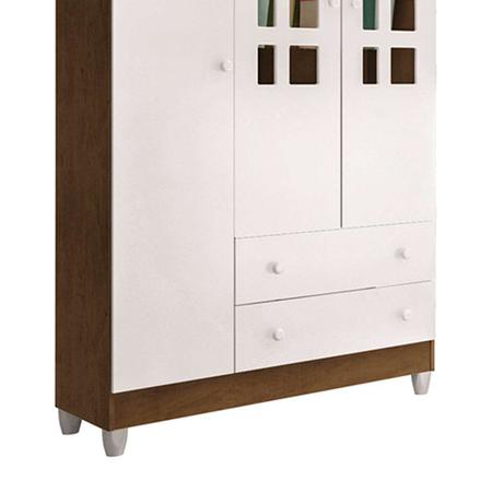 Imagem de Quarto de Bebê Ariel V Berço Guarda-Roupa Cômoda Branco e Marrom Infantil