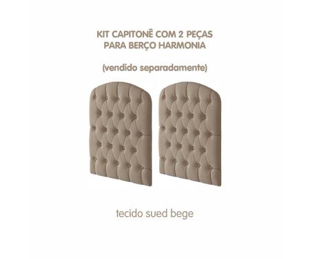 Imagem de Quarto de Bebê Berço Mini Cama com Capitone Harmonia e Cômoda 1 Porta 4 Gavetas Encanto Permobili Branco 