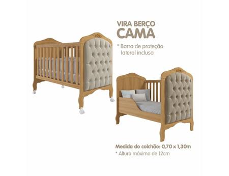 Imagem de Quarto de Bebê Berço Mini Cama com Capitone Harmonia e Cômoda 1 Porta 4 Gavetas Encanto Permobili Nature/Branco 