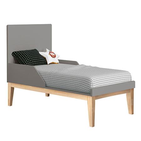 Imagem de Quarto de Bebê Classic 3 Portas Cômoda com Porta Cinza com Pés Madeira Natural - Reller