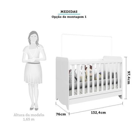Imagem de Quarto de Bebê com Berço Americano 3 em 1 e Cômoda 1 Porta 3 Gavetas Ben Móveis Peroba