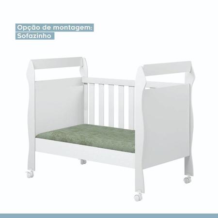 Imagem de Quarto de Bebê com Berço Mini Cama 3 em 1 Soninho e Cômoda 100% Mdf 1 Porta 4 Gavetas Life Branco