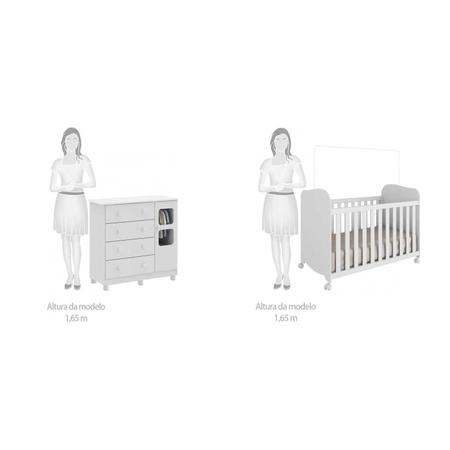 Imagem de Quarto de Bebê com Cômoda 1 Porta com Janela e Berço 100% MDF Uli Móveis Peroba