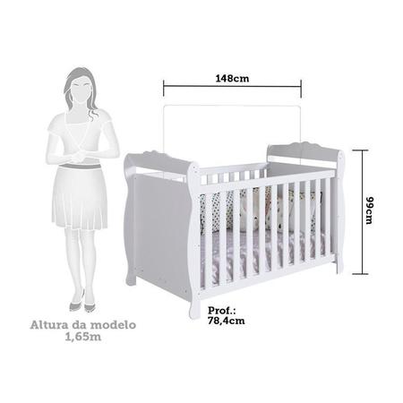 Imagem de Quarto de Bebê com Guarda Roupa 3 Portas Cômoda 1 Porta e Berço Americano Nina Espresso Móveis Branco Brilho