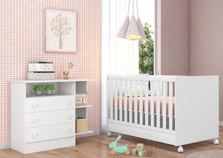 Quarto De Bebê Cômoda e Berço Doce Sonho 2 Branco - Qmovi Imagem de Quarto De Bebê Cômoda e Berço Doce Sonho 2 Branco - Qmovi