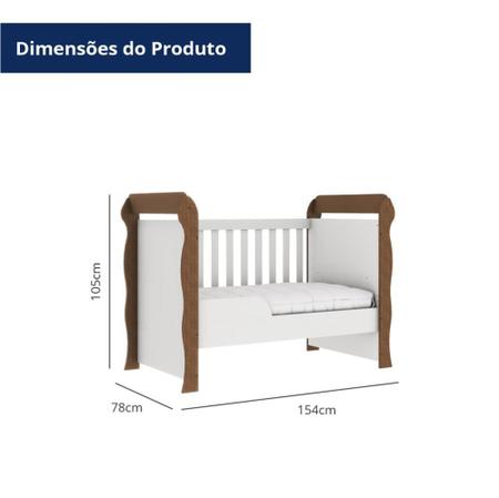 Imagem de Quarto de Bebê Cômoda Infantil com Fraldário Gran Selena Berço Mini Cama Mirelle Branco Amadeirado Carolina Baby