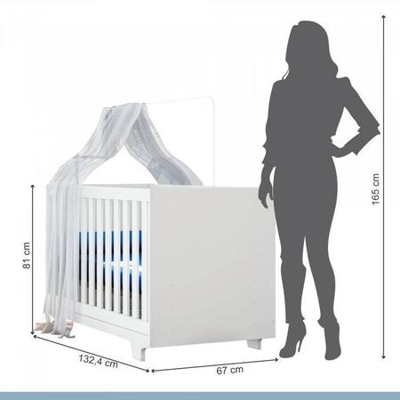Imagem de Quarto de Bebê Completo 100% MDF 1 Berço Mini Cama com Colchão Life 1 Cômoda Soft Life Branco/Ypê
