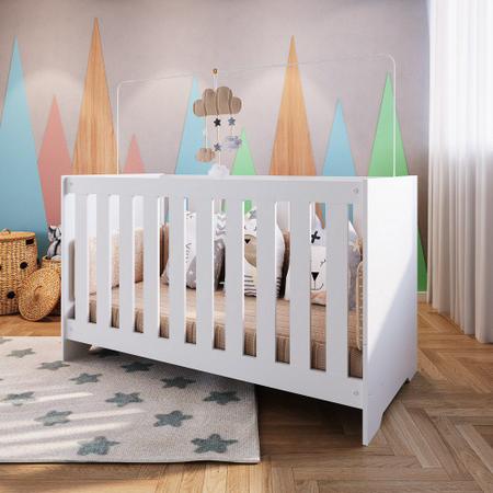 Imagem de Quarto de Bebê Completo com Berço 3 em 1 Certificado Inmetro LA037 Branco - Completa Móveis