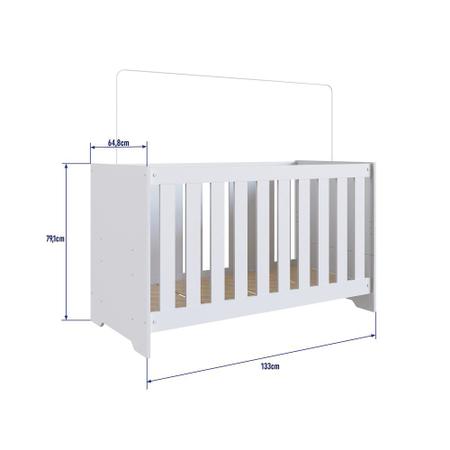 Imagem de Quarto de Bebê Completo com Berço 3 em 1 Certificado Inmetro LA037 Branco - Completa Móveis