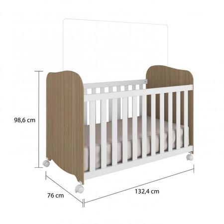 Imagem de Quarto de Bebê Completo com Berço Guarda Roupa 3 Portas e Cômoda 100% MDF Mimo Móveis Peroba