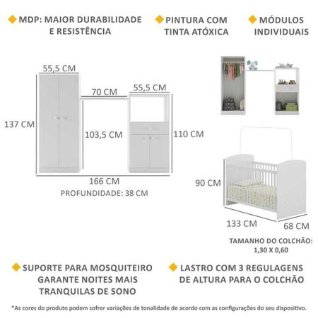 Imagem de Quarto de Bebê Completo com Berço Guarda-roupa e Cômoda Multimóveis 2869.010