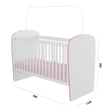 Imagem de Quarto de Bebê Completo Cômoda 4 Gavetas com Berço Céu Móveis Percasa Branco/Rosa
