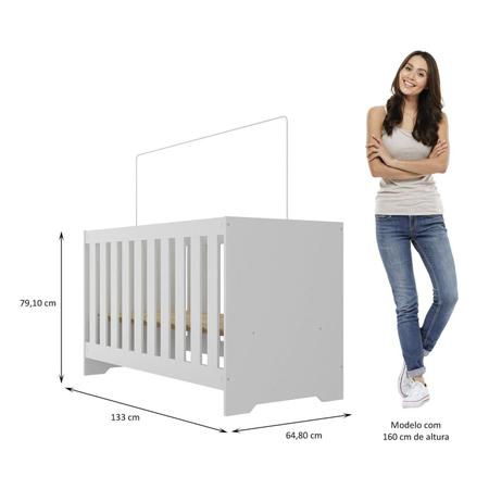 Imagem de Quarto de Bebê Completo Guarda Roupa 4 Portas 3 Gavetas com Cômoda e Berço Hera Branco Branco