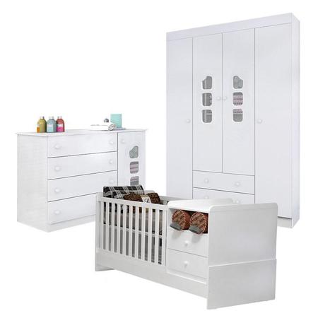 Quarto de Bebê Lívia com Berço Multifuncional Selena Branco Brilho - Phoenix - Phoenix Baby Imagem de Quarto de Bebê Lívia com Berço Multifuncional Selena Branco Brilho - Phoenix