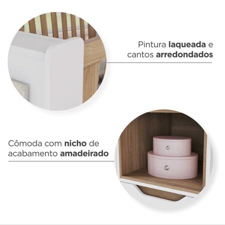 Quarto de Bebê Cômoda e Guarda Roupa Retrô 100% Mdf Zara Branco/Nature -  Yescasa - Guarda-Roupa / Roupeiro - Magazine Luiza