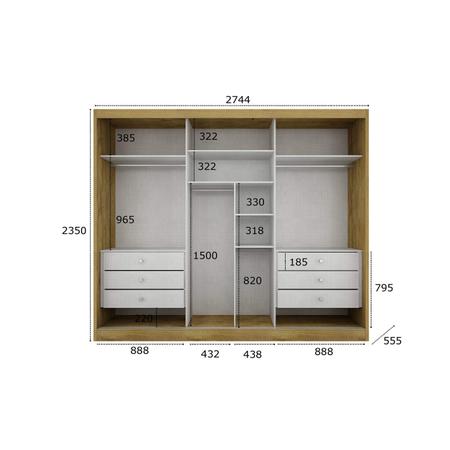 Imagem de Quarto de Casal Completo Espresso Móveis com Mesa de Cabeceira, Guarda Roupa 3 Portas 6 Gavetas e Cama 401277 Branco