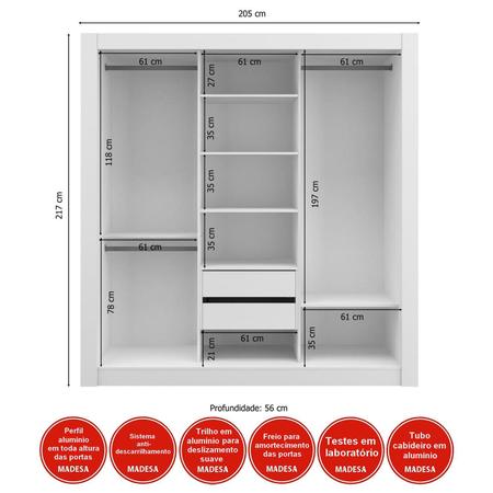 Imagem de Quarto de Casal Completo MadeiraMadeira com Guarda Roupa, Cômoda e Cabeceira 373173 Branco