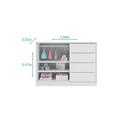 Imagem de Quarto Infantil Bebê Pérola Cômoda e Guarda Roupa Branco - Phoenix Baby