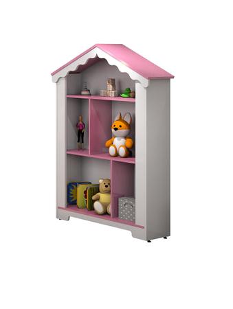 Imagem de Quarto Infantil Castelo Estante + Cama + Colchão Branco/Rosa