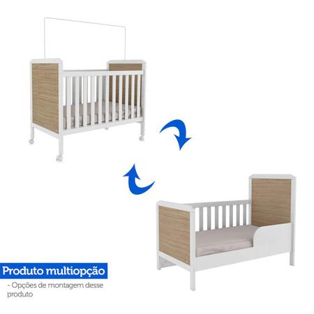 Imagem de Quarto Infantil com Berço Mini Cama Cloe, Guarda Roupa 4 Portas e Cômoda 4 Gavetas Uli Móveis Peroba Branco/Carvalho 