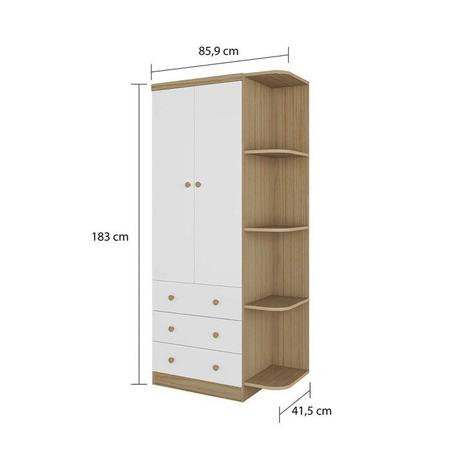 Imagem de Quarto Infantil com Cômoda 4 Gavetas Guarda-Roupa 2 Portas e Prateleira Fofura Espresso Móveis