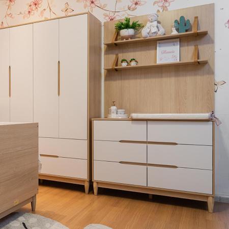 Imagem de Quarto Infantil Completo Berço Cômoda Grande em MDF e Guarda Roupa Linha Tomi Quater